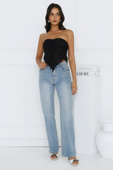 Sweet Berry Strapless Crop Top Black